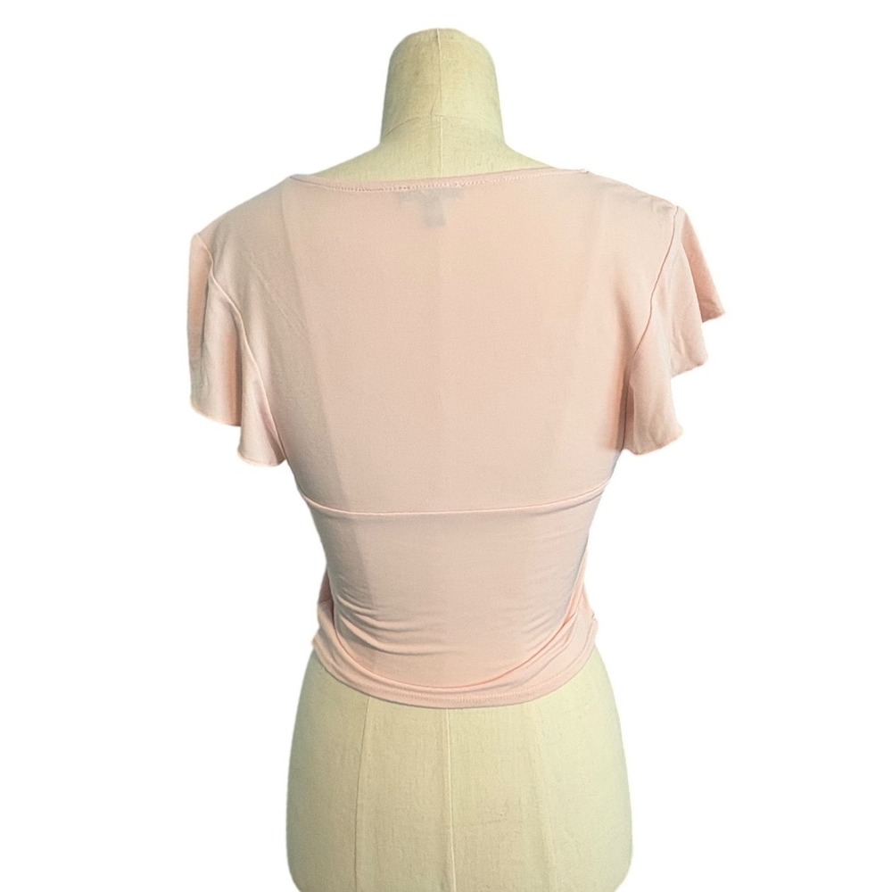 Express Blush Pink Ruffle Top Flutter Sleeve V Neck Soft Stretch XSmall
Coquette - Picture 3 of 8